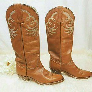 Vintage FRYE Women's Pull On Tan Leather Boots 7B